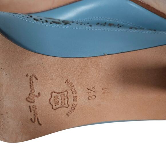 Sesto Meucci Womens Heels 8.5 Blue Leather Pumps Classic Vintage Coastal Softie - Picture 8 of 10